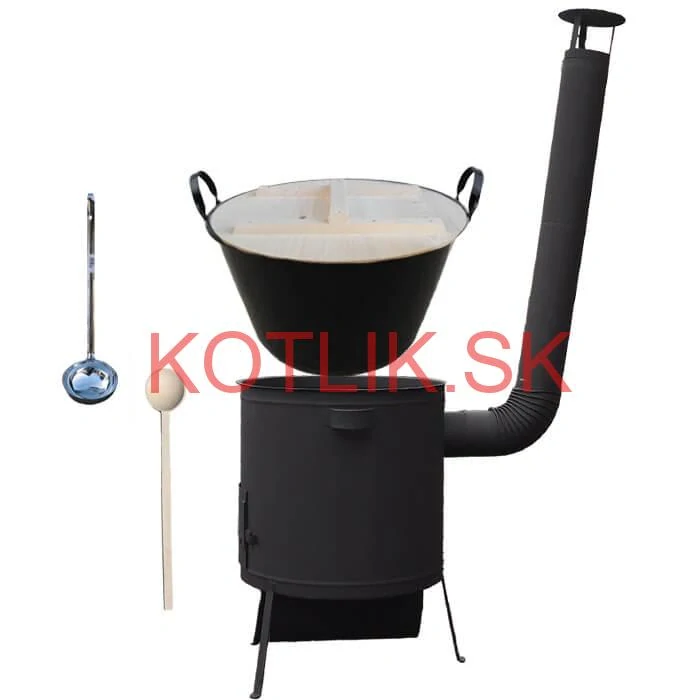 Smaltovaný kotol 100 L + žiaruvzdorná kotlina 42 PLUS 600 4 MM + varecha a naberačka BIG PARTY
