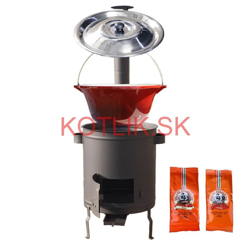 Liatinový kotlík so smaltovanou úpravou 22 L + žiaruvzdorná kotlina 42 cm (1,5 mm) STRONG + paprikové korenie na guláš - MIX 100 g