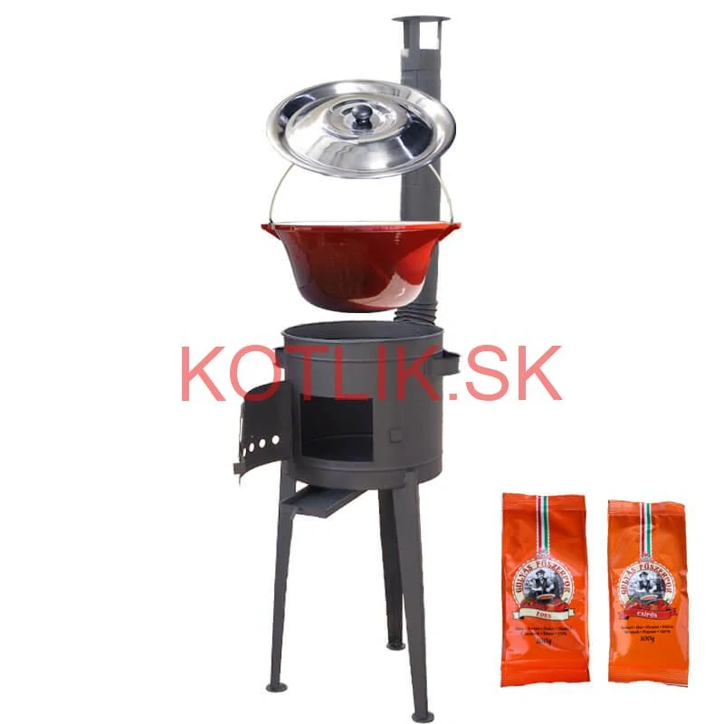 Liatinový kotlík so smaltovanou úpravou 22 L + vysoká kotlina 42 PLUS 600 + paprikové korenie na guláš - MIX 100 g