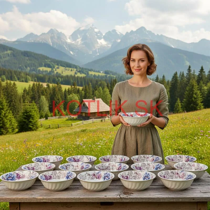 Plastová miska s kvetinovým vzorom (750 ml) – teraz v sade 12 kusov!
