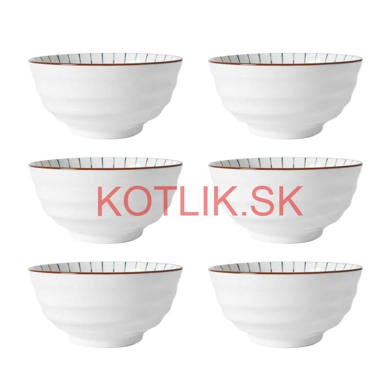 Sada 6 ks veľkých keramických misiek na guláš a polievky, 1 liter