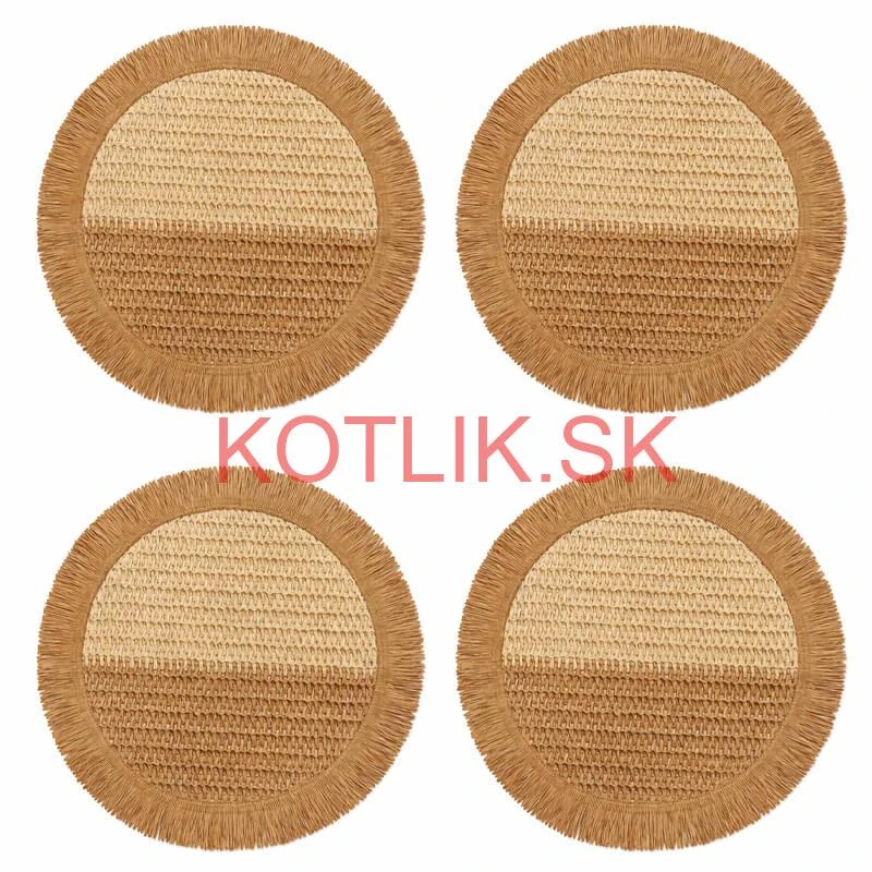 Prírodné podložky pod tanier so strapcami 37 cm, 4 ks