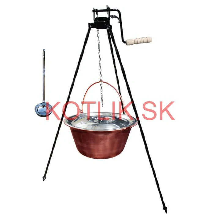 Medený kotlík 10 L (1,2 mm) + pokrievka + stojan s kladkou VAR