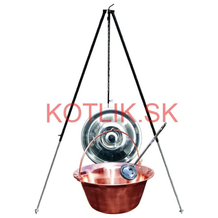 Medený kotlík 30 L (1,2 mm) + pokrievka + klasická teleskopická trojnožka