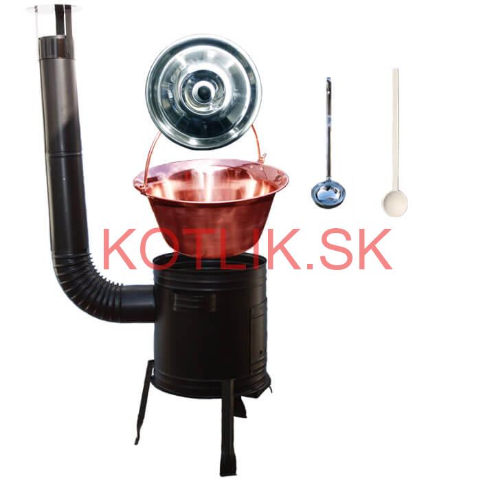 Medený kotlík 14 L (1,2 mm) + kovová kotlina 36 CLASSIC (KOV) + vareška a naberačka PARTY