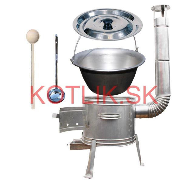 Nerezový kotlík 10 L (1,5 mm) + nerezová kotlina 31 cm + vareška a naberačka TOPLUX