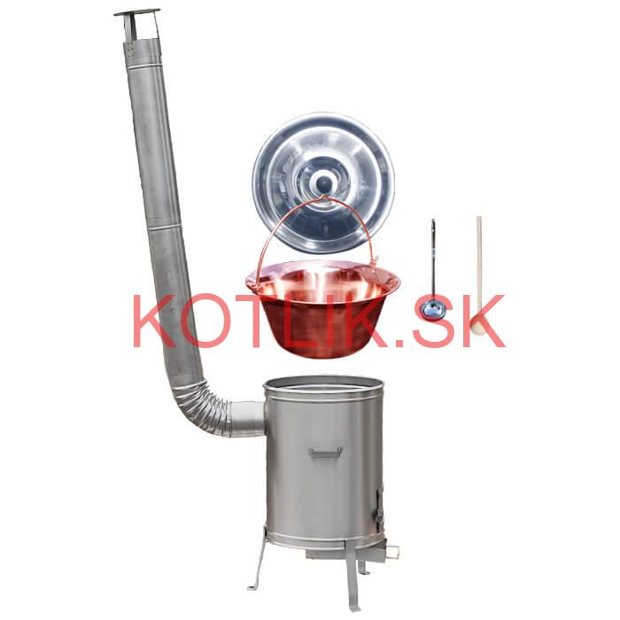 Medený kotlík 14 L (1,2 mm) + nerezová kotlina 36 cm + vareška a naberačka LUX