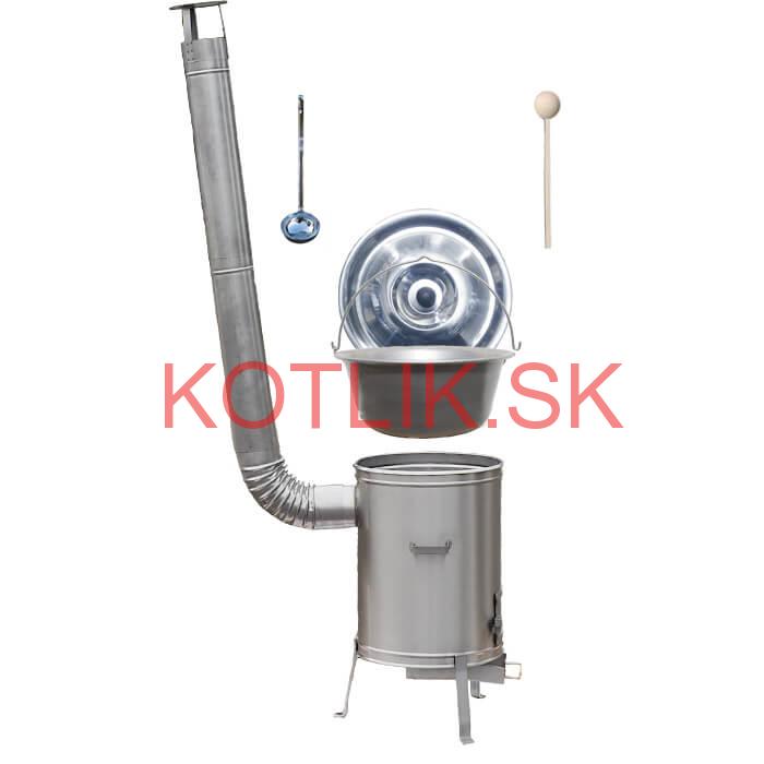 Nerezový kotlík 15 L (1,5 mm) + nerezová kotlina 36 cm + vareška a naberačka LUX