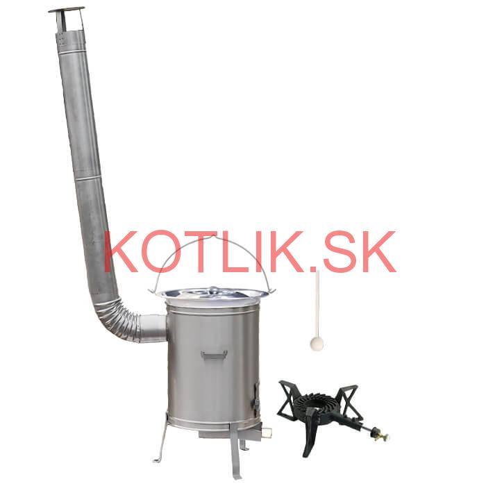 Antikorový kotlík 10 L (1,2 mm) + nerezová kotlina 36 cm + liatinový horák 7 kW, vareška LUX