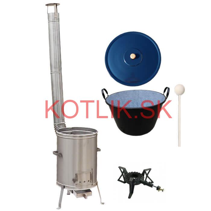Zabíjačkový smaltovaný kotol 60 L + nerezová kotlina 53 cm + horák 7 kW