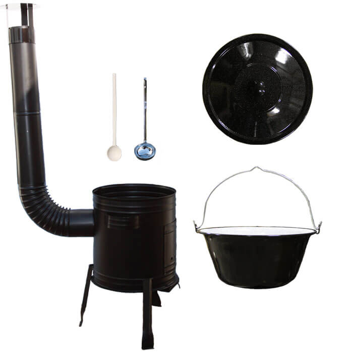 Smaltovaný kotlík 30 L (1,2 mm) + kovová kotlina 45 CLASSIC (KOV) + vareška a naberačka Easy party