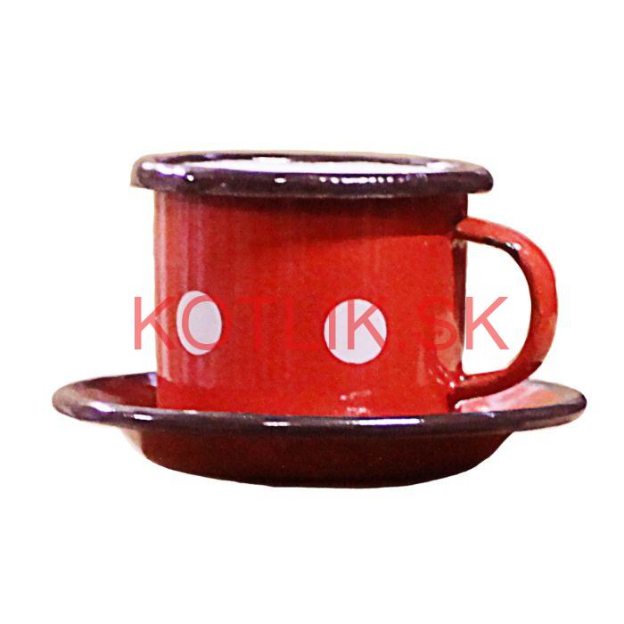 Smaltovaná šálka + podšálka