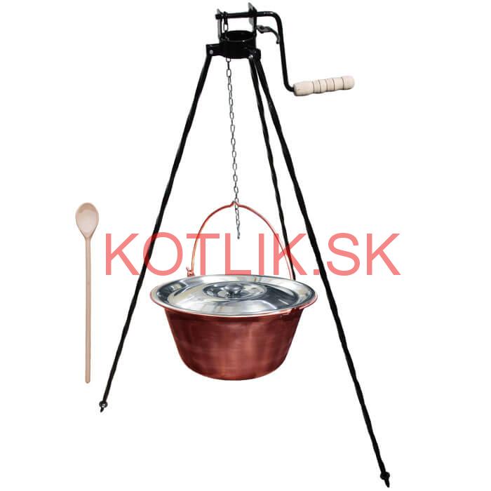 Medený kotlík 10 L + stojan s kladkou VAR