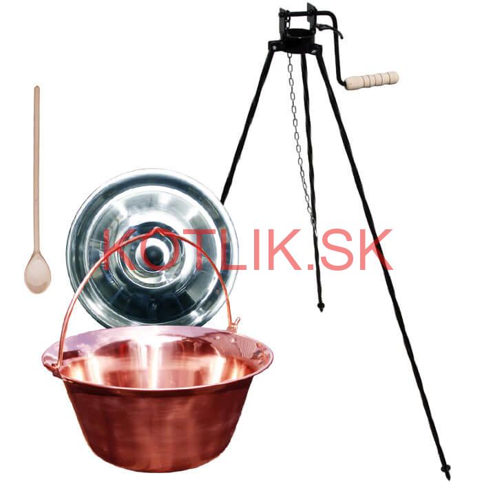 Medený kotlík 30 L + stojan s kladkou VAR