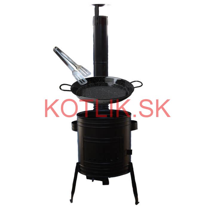 Paella smaltovaná panvica 42 cm + Kotlina 39 cm a obracačka na mäso Party