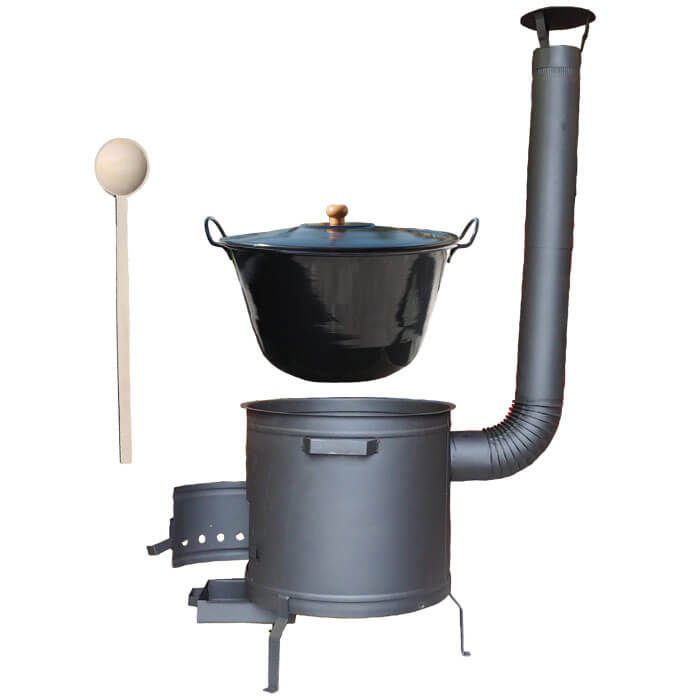 Smaltovaný kotol 70 L na zabíjačku s žiaruvzdornou kotlinou 53 cm PLUS 600 + vareška