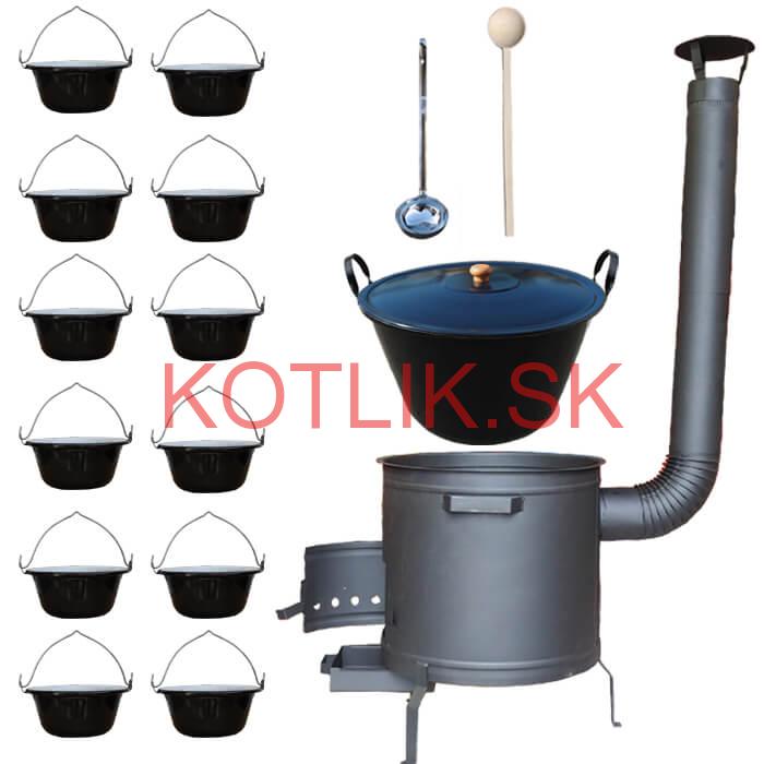 Smaltovaný kotol 60 L + servírovacie kotlíky (12 ks) PLUS 600