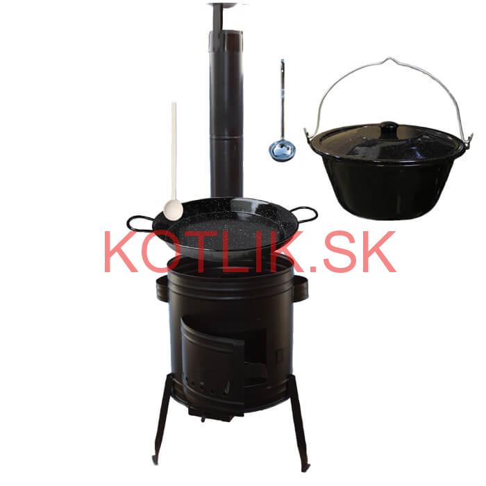 Paella smaltovaná panvica 38 cm so smaltovaným kotlíkom 13 L (1,2 mm) a kotlinou