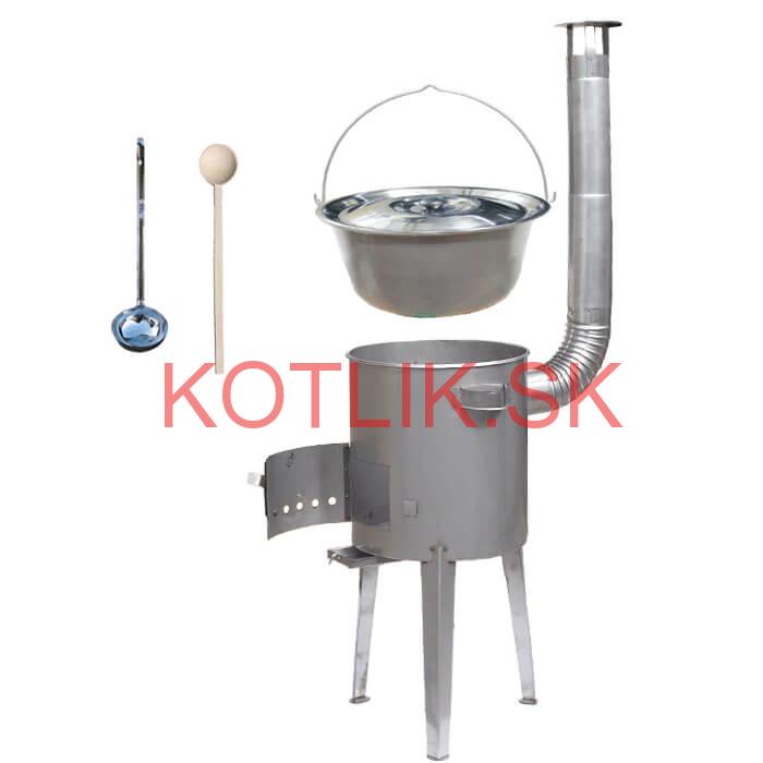 Železný kotlík 30 L (0,75 mm) + nerezová kotlina 45 cm LUXUS