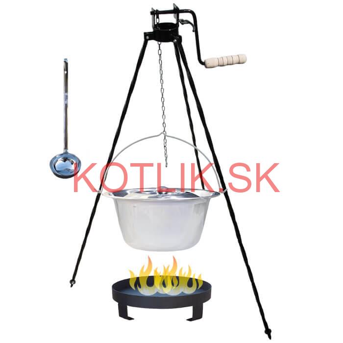 Antikorový kotlík 14 L (0,8 mm) + Ohnisko + stojan s kladkou VAR