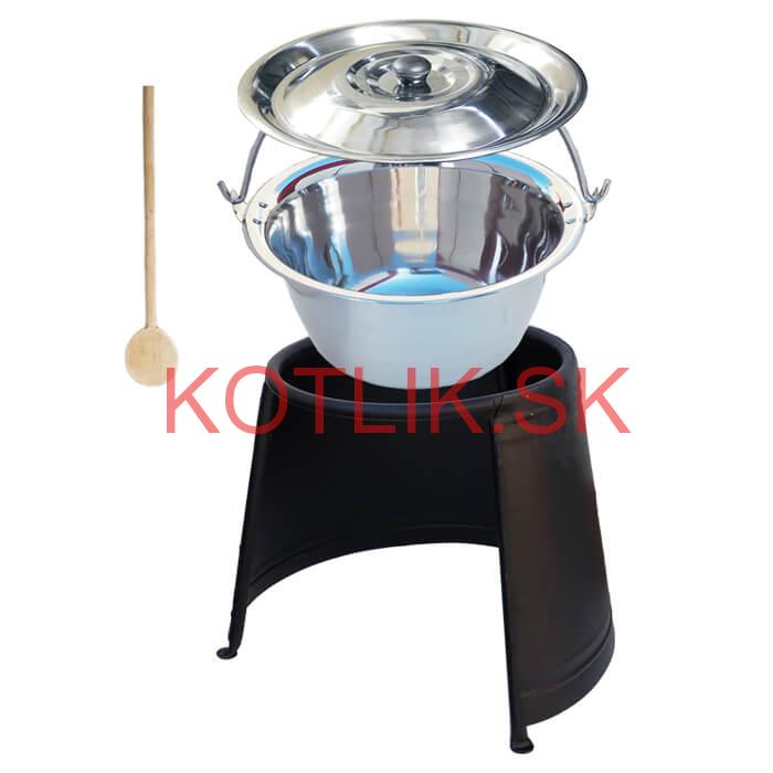 Nerezový kotlík 14 L (0,8 mm) + pokrievka + chránič plameňa