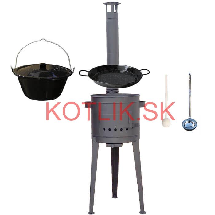 Smaltovaný kotlík 20 L (1,2 mm) + Paella smaltovaná panvica 46 cm  + žiaruvzdorná vysoká kotlina 42 PLUS 600