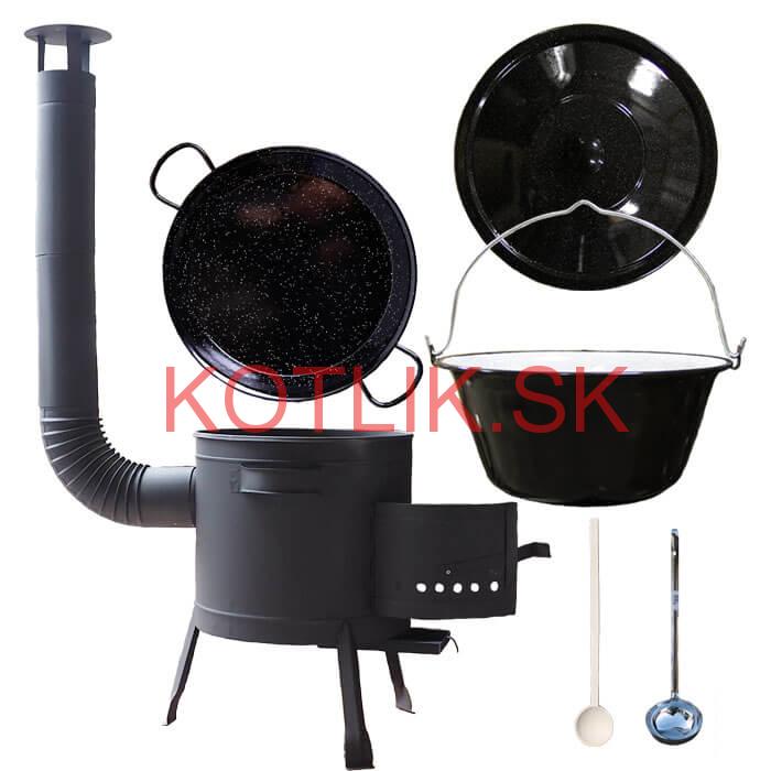 Smaltovaný kotlík 16 L + Paella smaltovaná panvica 42 cm + žiaruvzdorná nízka kotlina 39 PLUS 600