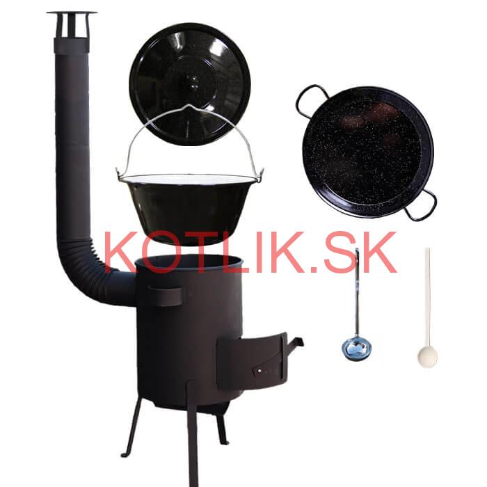 Smaltovaný kotlík 16 L + Paella smaltovaná panvica 42 cm + žiaruvzdorná kotlina 39 PLUS 600 4 MM