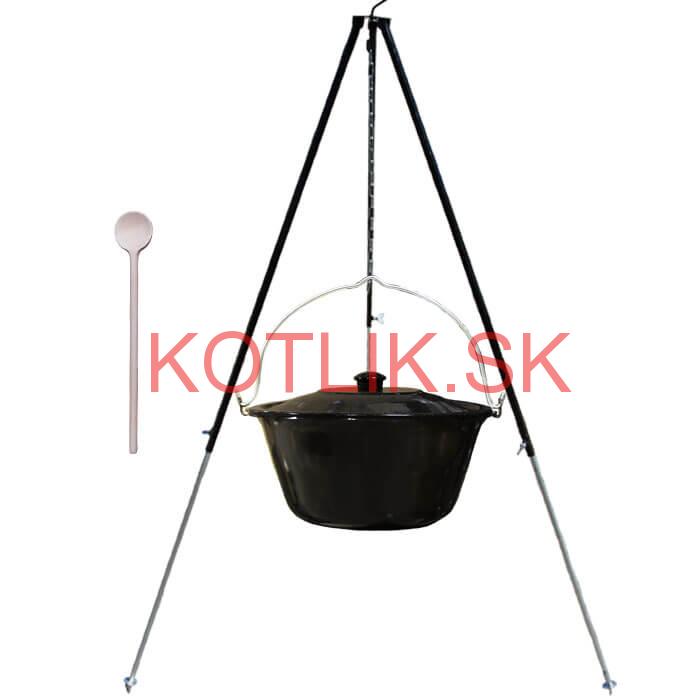 Smaltovaný kotlík 40 L + pokrievka + teleskopická trojnožka 1,7 m