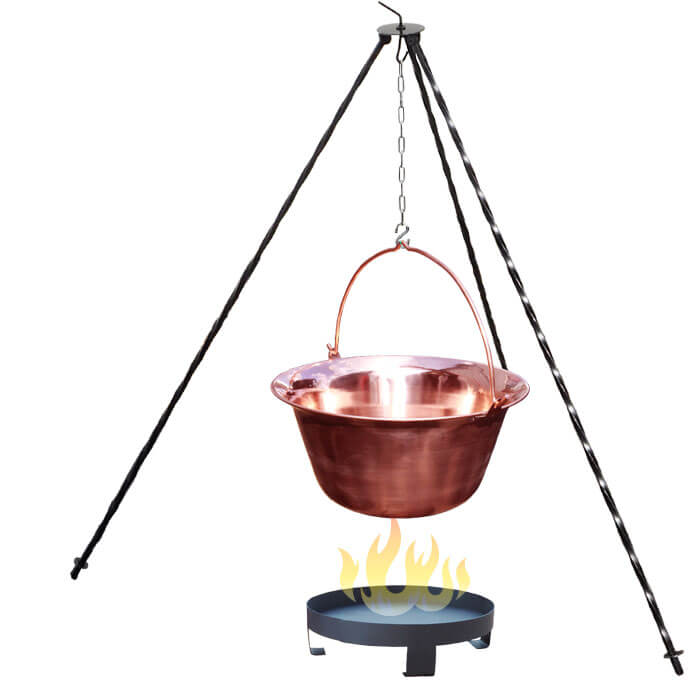 Medený kotlík 14 L (1,2 mm) + trojnožka 1,2 m + ohnisko 36 cm