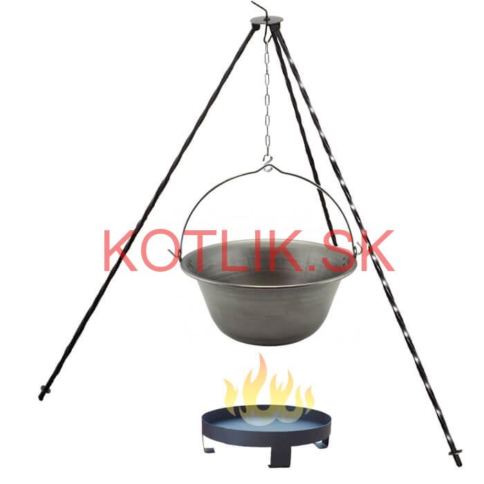 Železný kotlík 6 L (0,75 mm) + trojnožka 1 m + ohnisko 36 cm