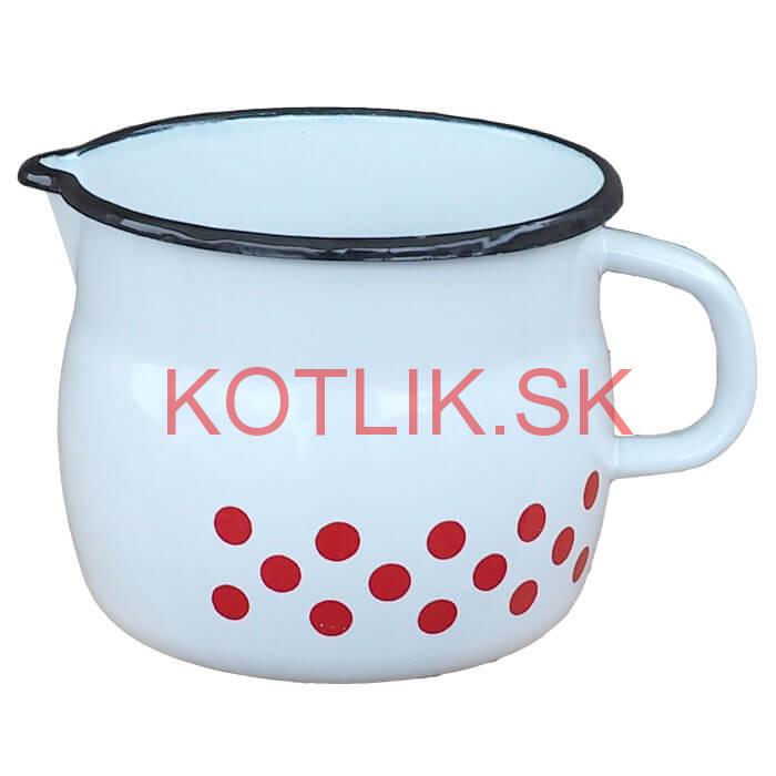Smaltovaný hrnček s výlevkou 1,5 L baňatý - bodkovaný