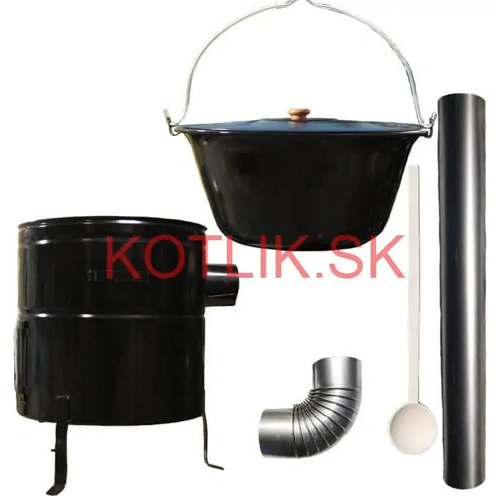 Smaltovaný kotlík 50 L (1,2 mm) + kovová kotlina 53 CLASSIC (KOV) + dymovod Max Party