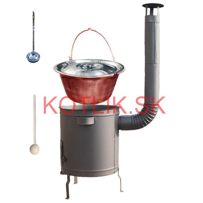 Medený kotlik 14 L (1,2 mm) + hrubostenná (1,5 mm) žiaruvzdorná kotlina 36 PLUS 600