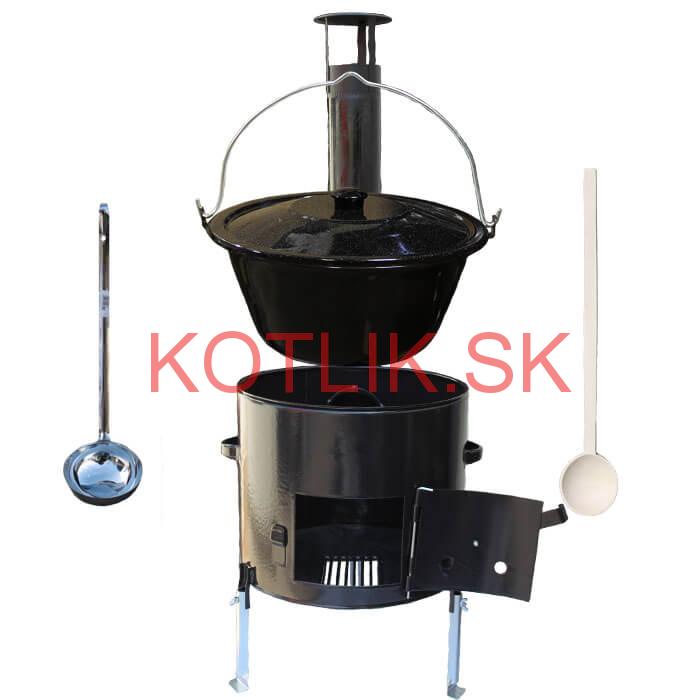 Smaltovaný kotlík 10 L (1,2 mm) + smaltovaná kotlina 31 cm + vareška a naberačka Easy party