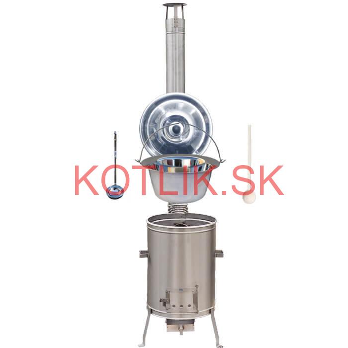 Nerezový kotlík 30 L (0,8 mm) zosilnený s nitmi + nerezová kotlina 45 cm LUX + vareška a naberačka