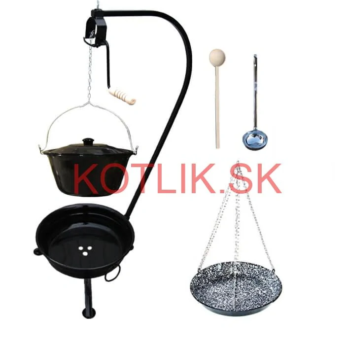 Smaltovaný kotlík 20 L (1,2 mm) + smaltovaná panvica + prenosné ohnisko