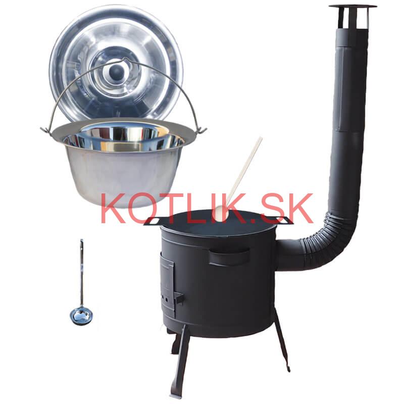Nerezový kotlík 20 L (1,2 mm) INOX + železná panvica 44 cm UNI + kotlina 42 cm PLUS 600