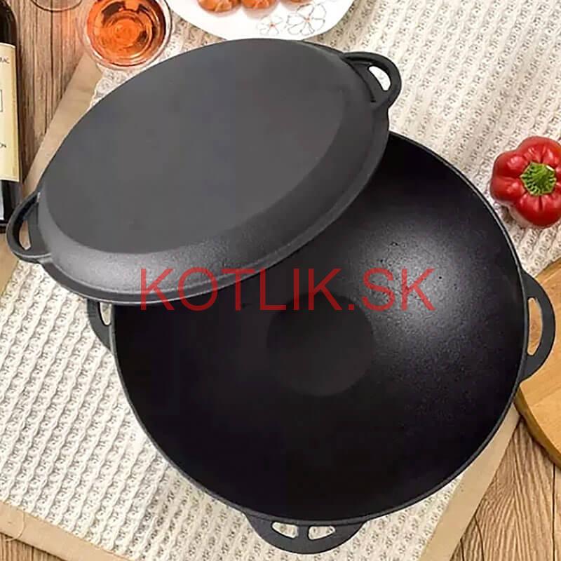 Liatinový wok s pokrievkou (panvicou) 32 cm 3 v 1