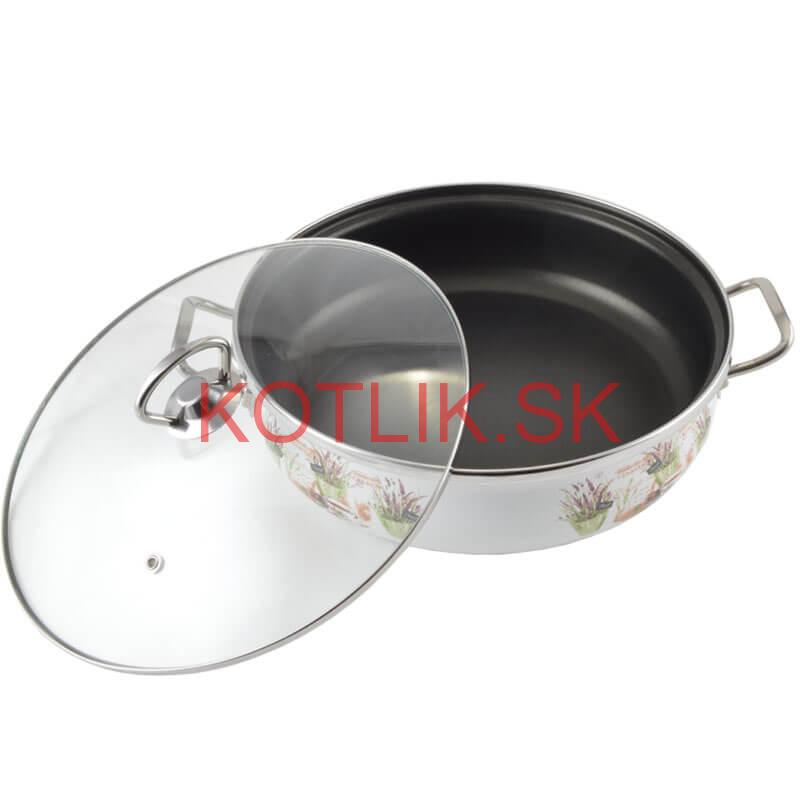 Smaltovaná rajnica s pokrievkou 30 cm LEVANDUĽA