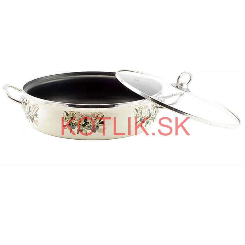 Smaltovaná rajnica s pokrievkou 30 cm OLIVA