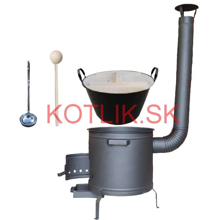 Smaltovaný kotol 100 L + žiaruvzdorná kotlina 60 cm PLUS 600 + vareška a naberačka BIG PARTY