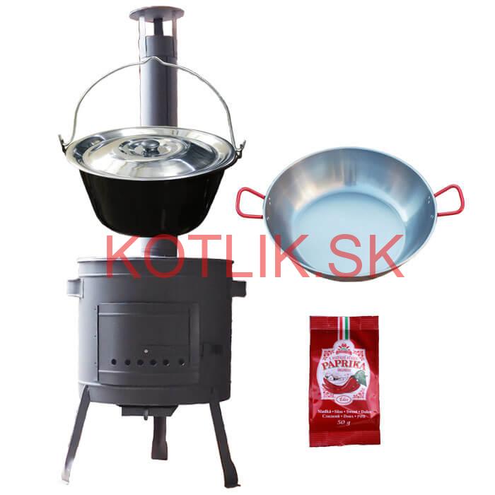 Smaltovaný kotlík 22 L + Panvica PAELLA (WOK) 45 cm + sladká paprika 50 g + nízka kotlina 42 PLUS 600
