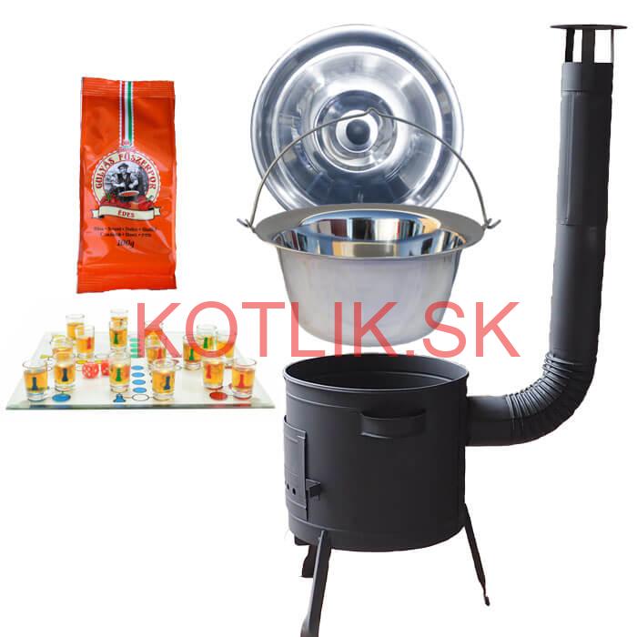 Nerezový kotlík 14 L (0,8 mm) + korenie + človeče pi už + nízka žiaruvzdorná kotlina 36 PLUS 600