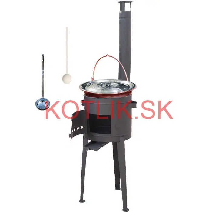 Medený kotlík 20 L (1,2 mm) + vysoká žiaruvzdorná kotlina (1,5 mm) HODO 42 cm PLUS 600 + vareška + naberačka