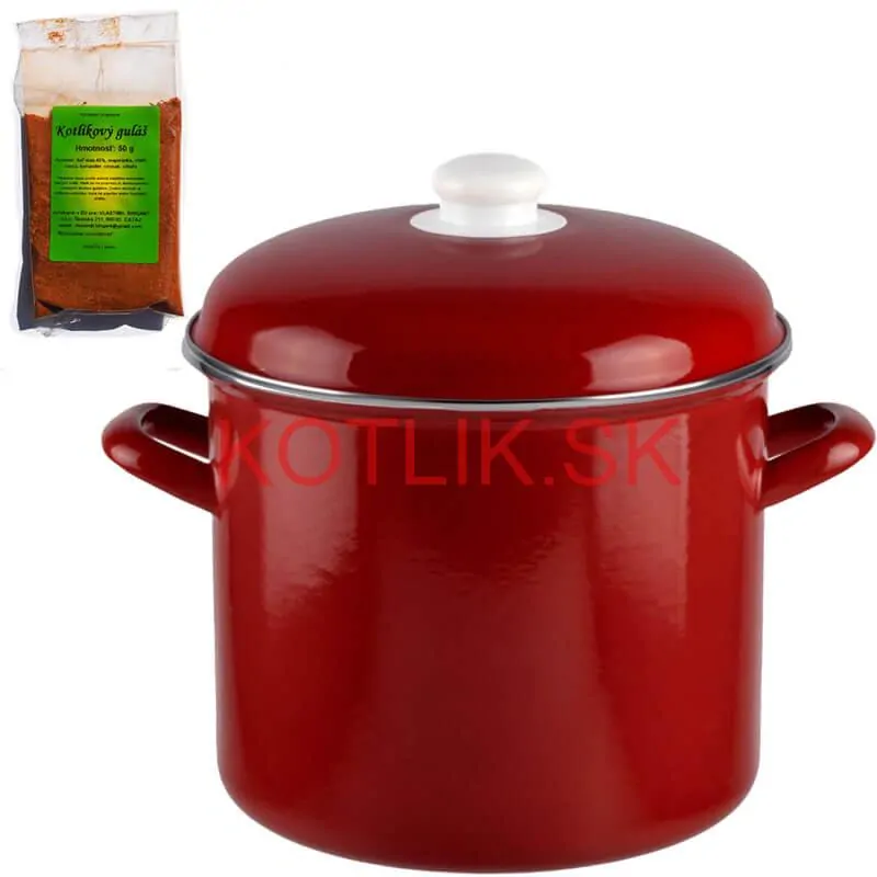 Smaltovaný hrniec s pokrievkou 6,9 L červený + pikantná zmes korenia 50 g Kotlíkový guláš