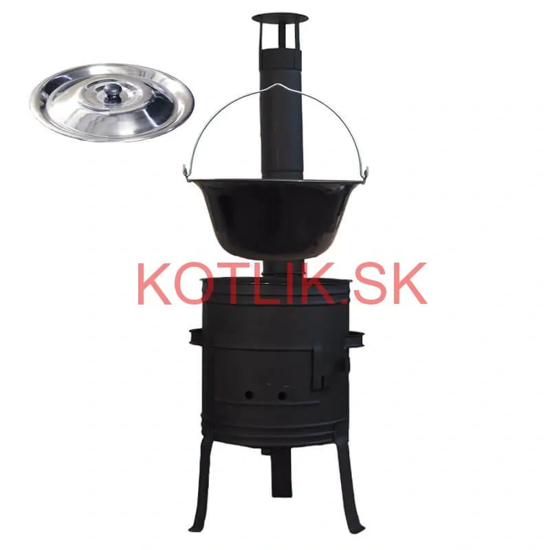 Smaltovaný kotlík 11 L BLACK + nerezová pokrievka INOX + žiaruvzdorná kotlina 33 cm Plus 700