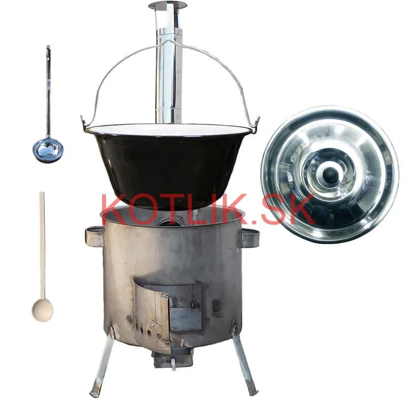 Smaltovaný kotlík 30 L (1,2 mm) + nerezová kotlina 45 cm (1,5 mm) STRONG CLASSIC