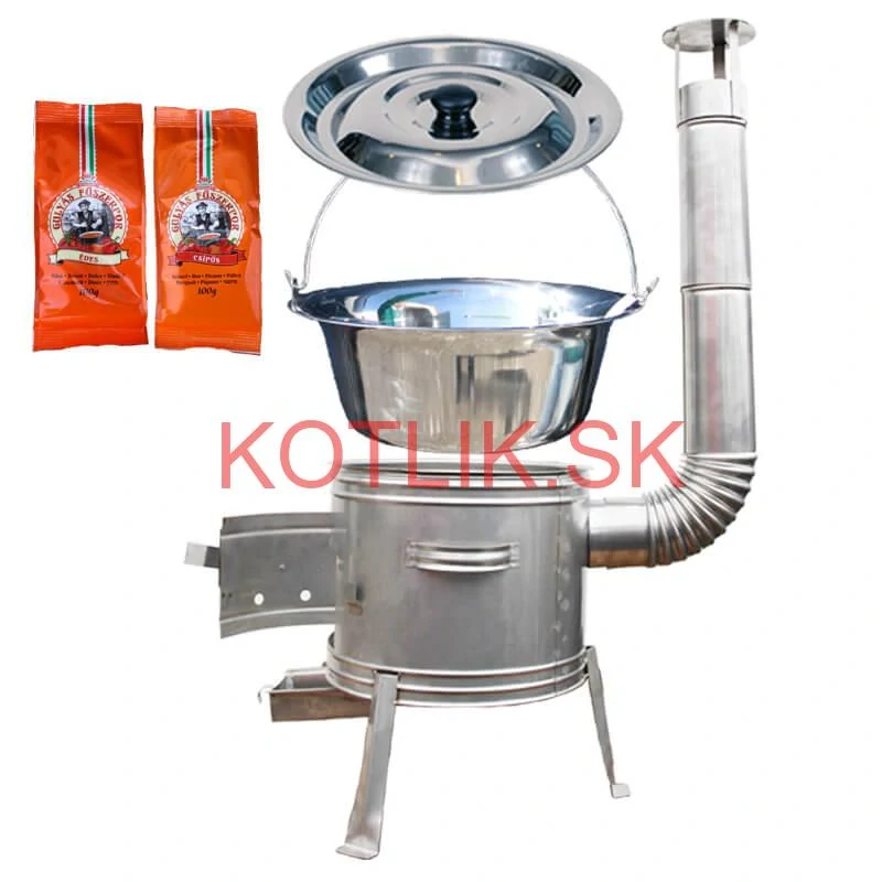 Nerezový kotlík 22 L (0,8 mm) INOX + Nerezová kotlina 42 INOX + paprikové korenie na guláš - MIX 100 g