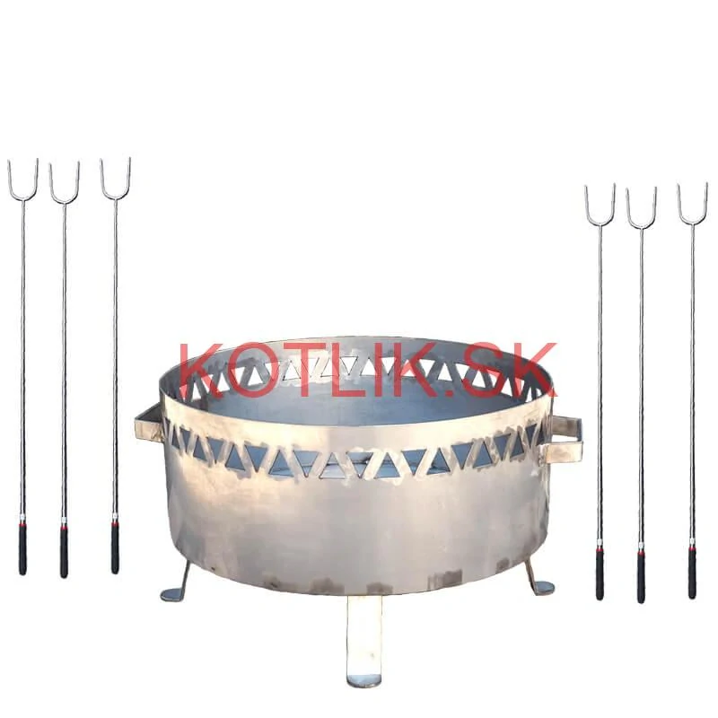 Prenosné ohnisko nerezove (1,5 mm) FIFO + Vidličky na opekanie teleskopické 6 ks